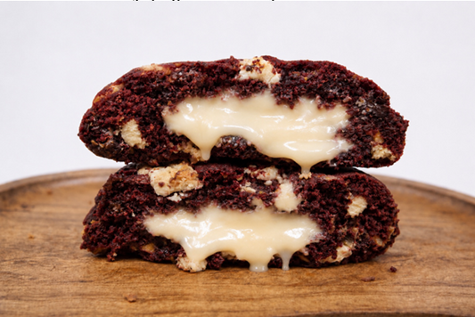 Jumbo Red Velvet Cookie with White Chocolate Ganache
